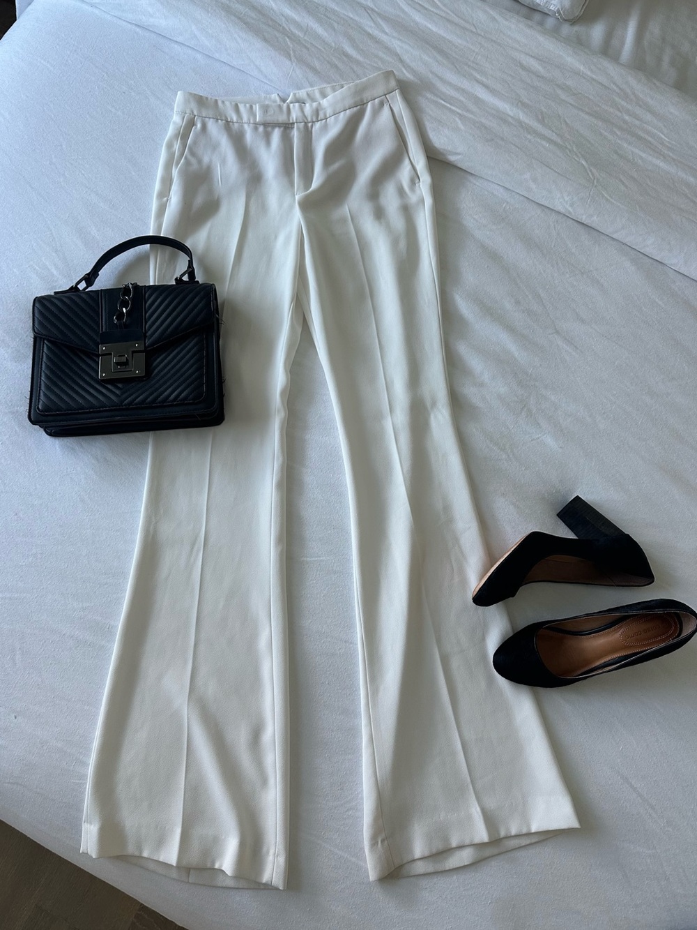 Zara Cream Wide-Leg Dress Pants